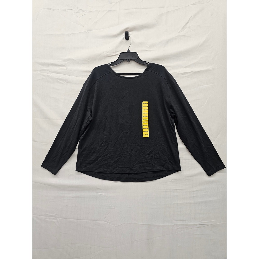 Member's Mark Womens Active Long Sleeve Tee Black Cotton Blend Casual Size M